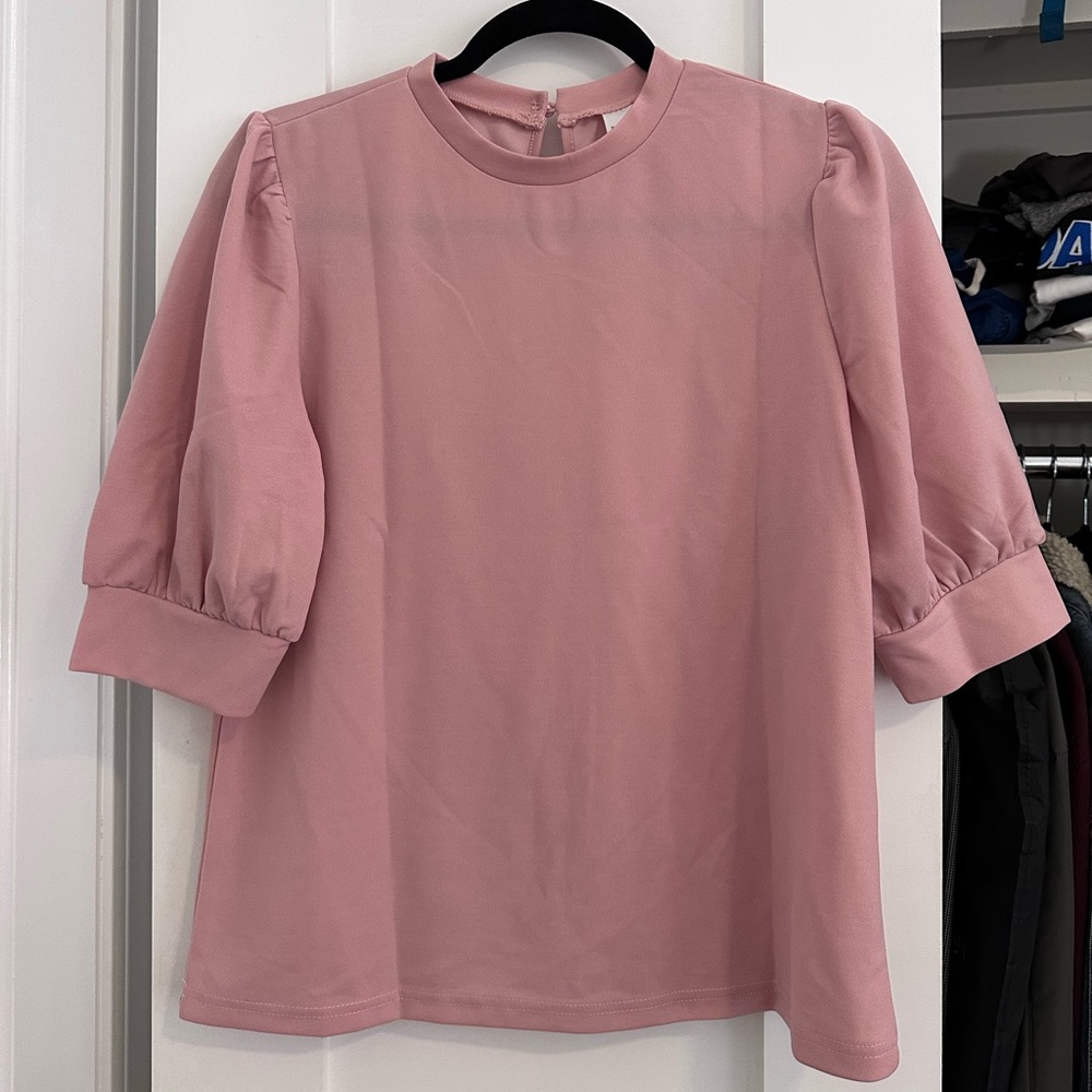 Dusty Pink Puff Sleeve Blouse